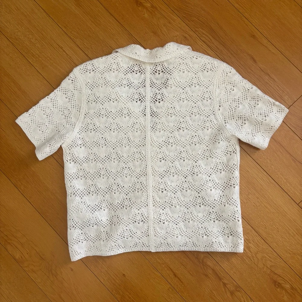 Abercrombie & Fitch Short Sleeve Crochet Style Polo - Picture 5 of 9